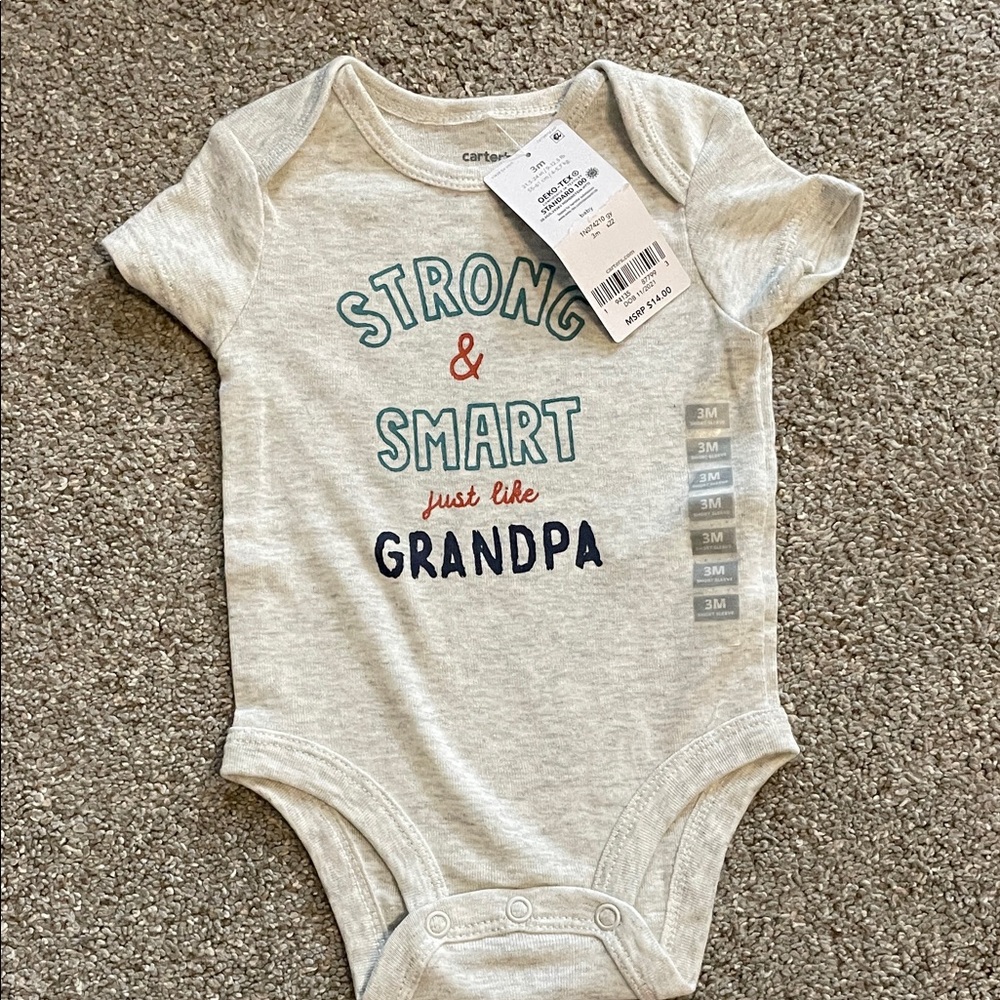 Carter's Cream Bodysuit - Strong & Smart Grandpa